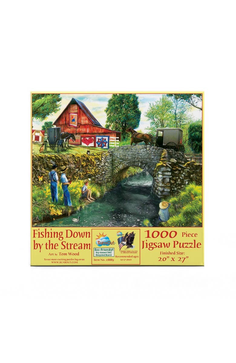 Sunsout Fishing Down by the Stream 1000 piece Jigsaw Puzzle for Adults, Alternate, color, Multicolor