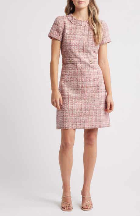 Eliza J Short Sleeve Tweed Dress