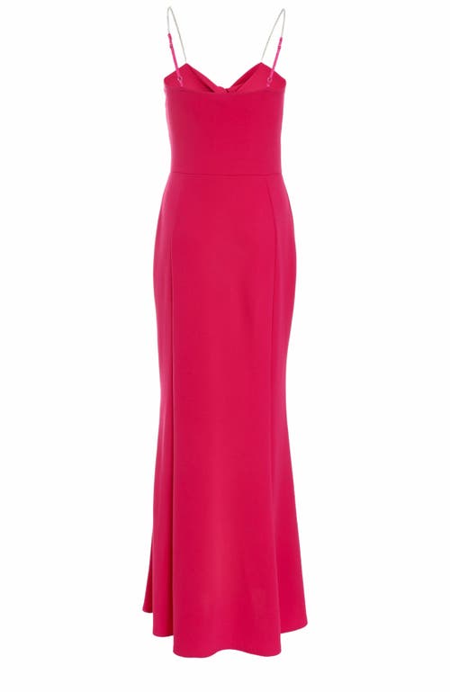 Quiz Scuba Crepe Dress With Diamante Straps In Magenta