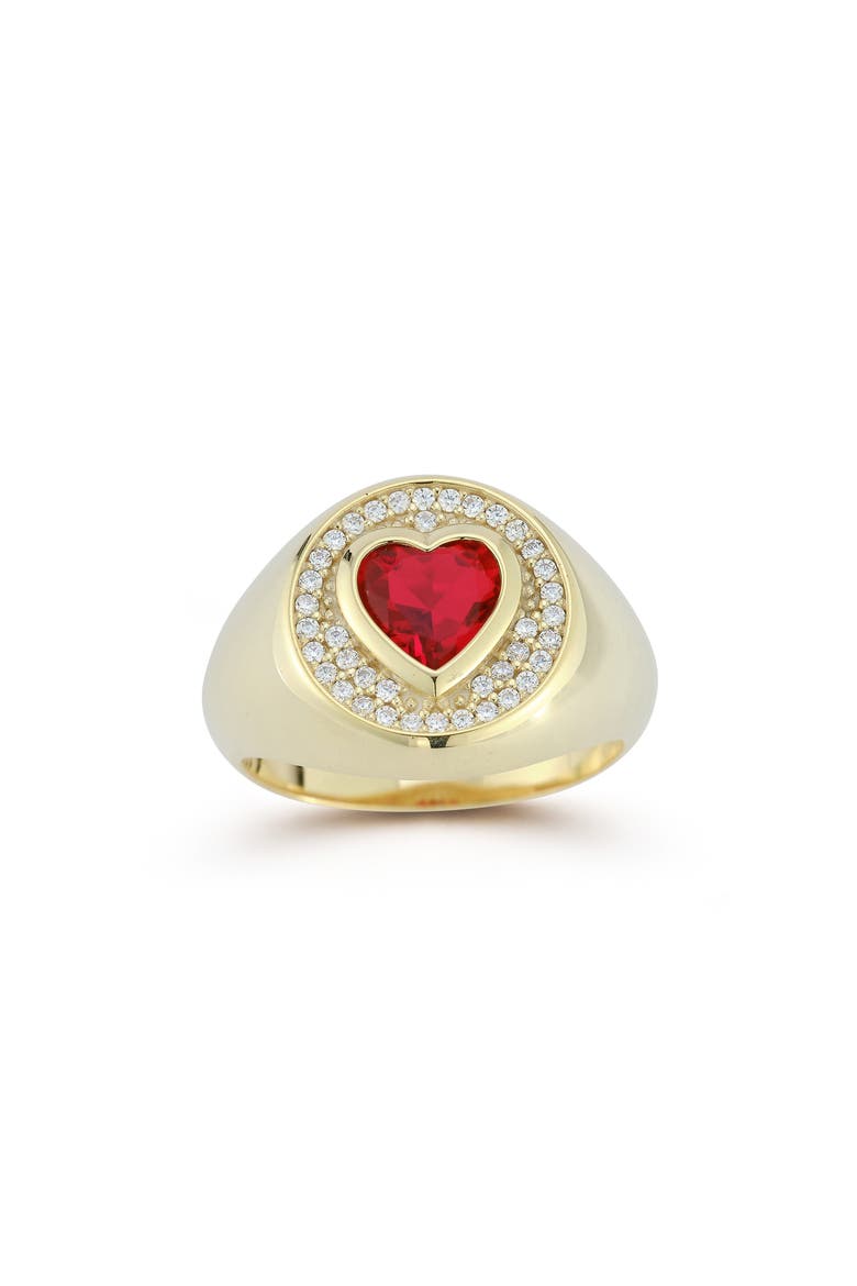 Heart Signet Ring, Main, color, GOLD
