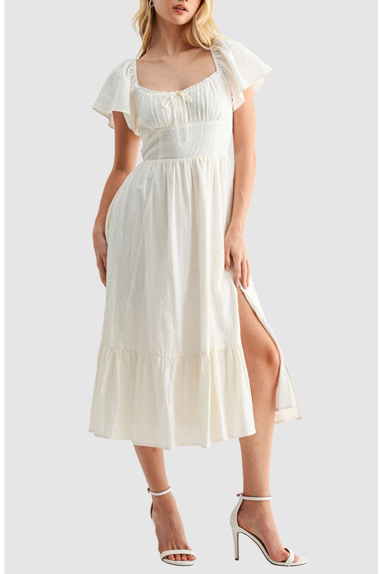 Floral Flutter Sleeve Sundress, Alternate, color, OFF WHITE