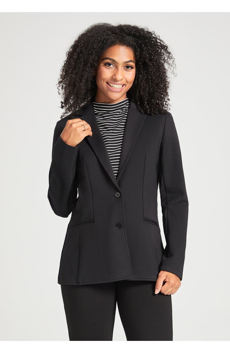 Betabrand Classic Blazer Stretch Ponte, Alternate, color, Black