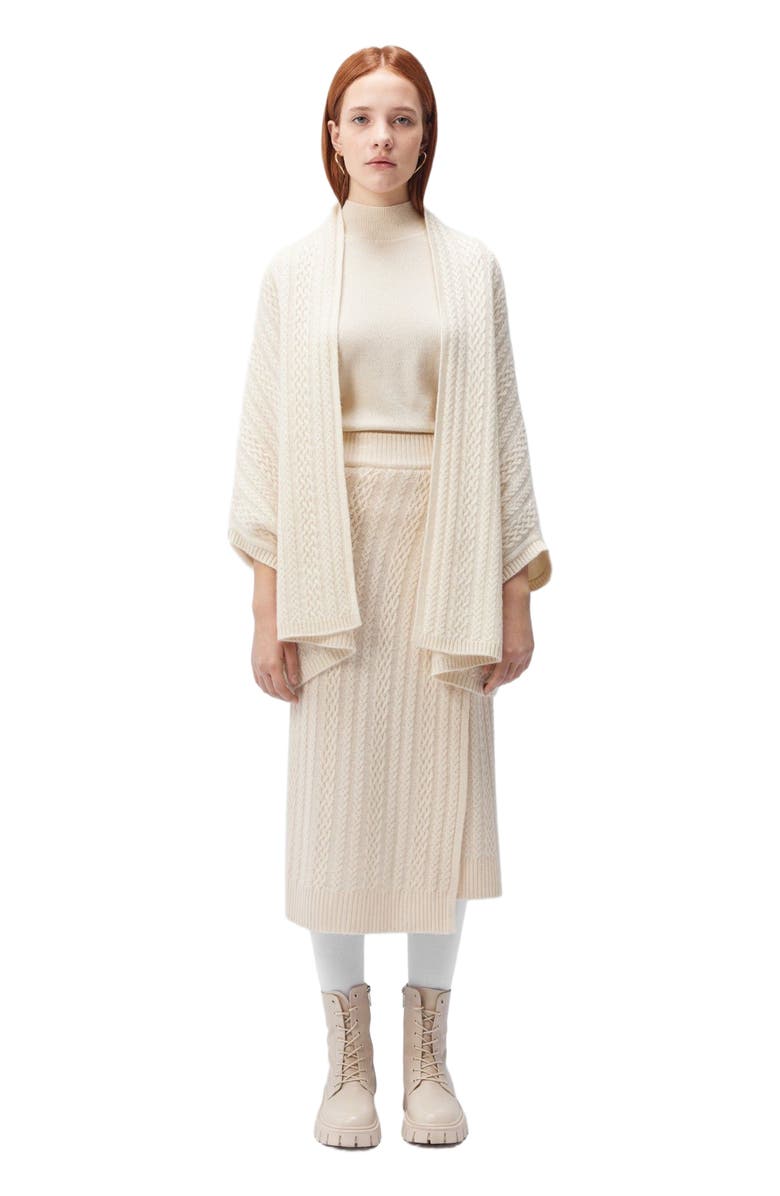 GOBI Mongolian Cashmere Cable-Knit Cashmere Poncho, Main, color, Marshmallow