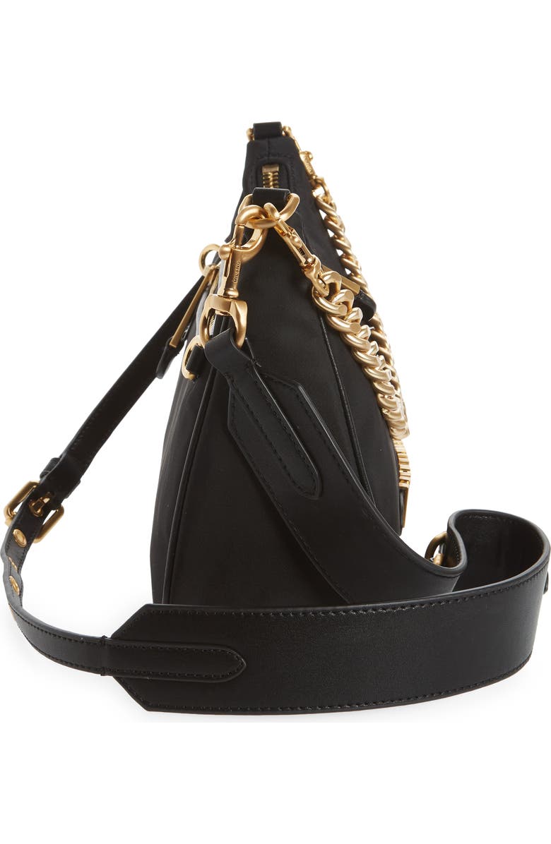 Moschino Logo Lettering Nylon Hobo Bag, Alternate, color,