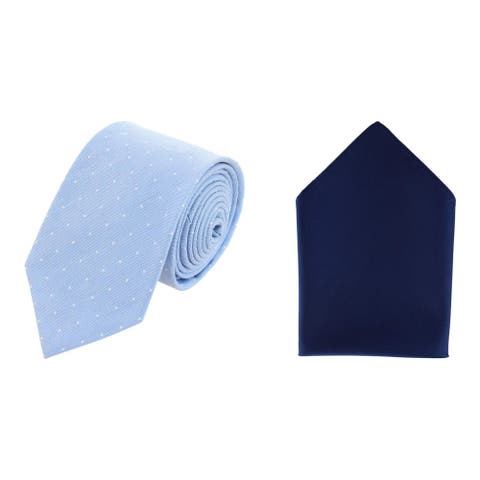 Churchill Chambray Polka Dot Necktie & Gatsby Silk Pocket Square Bundle