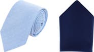 Trafalgar Churchill Chambray Polka Dot Necktie & Gatsby Silk Pocket Square Bundle