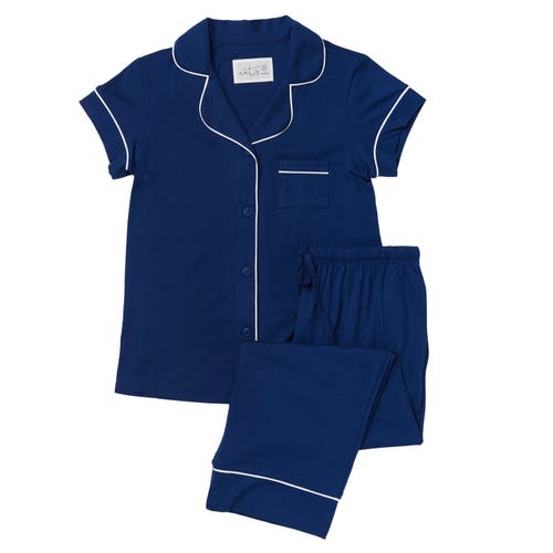 The Cat's Pajamas Pima Knit Capri Pajama Set In Blue