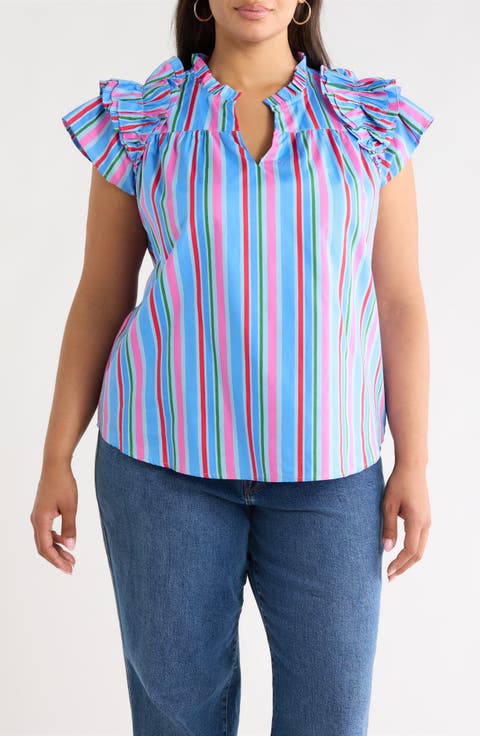 Jaimie Stripes Ruffle Top