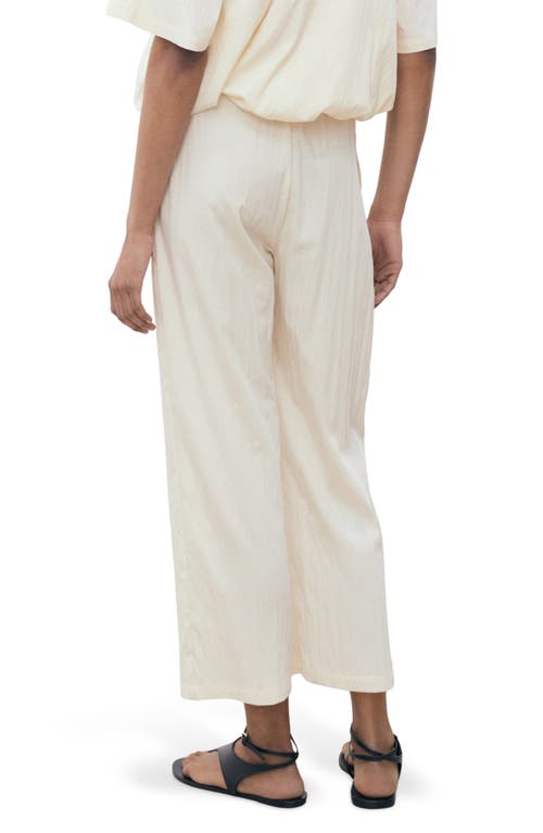 Mango Flowy Pleated Crop Pants In White