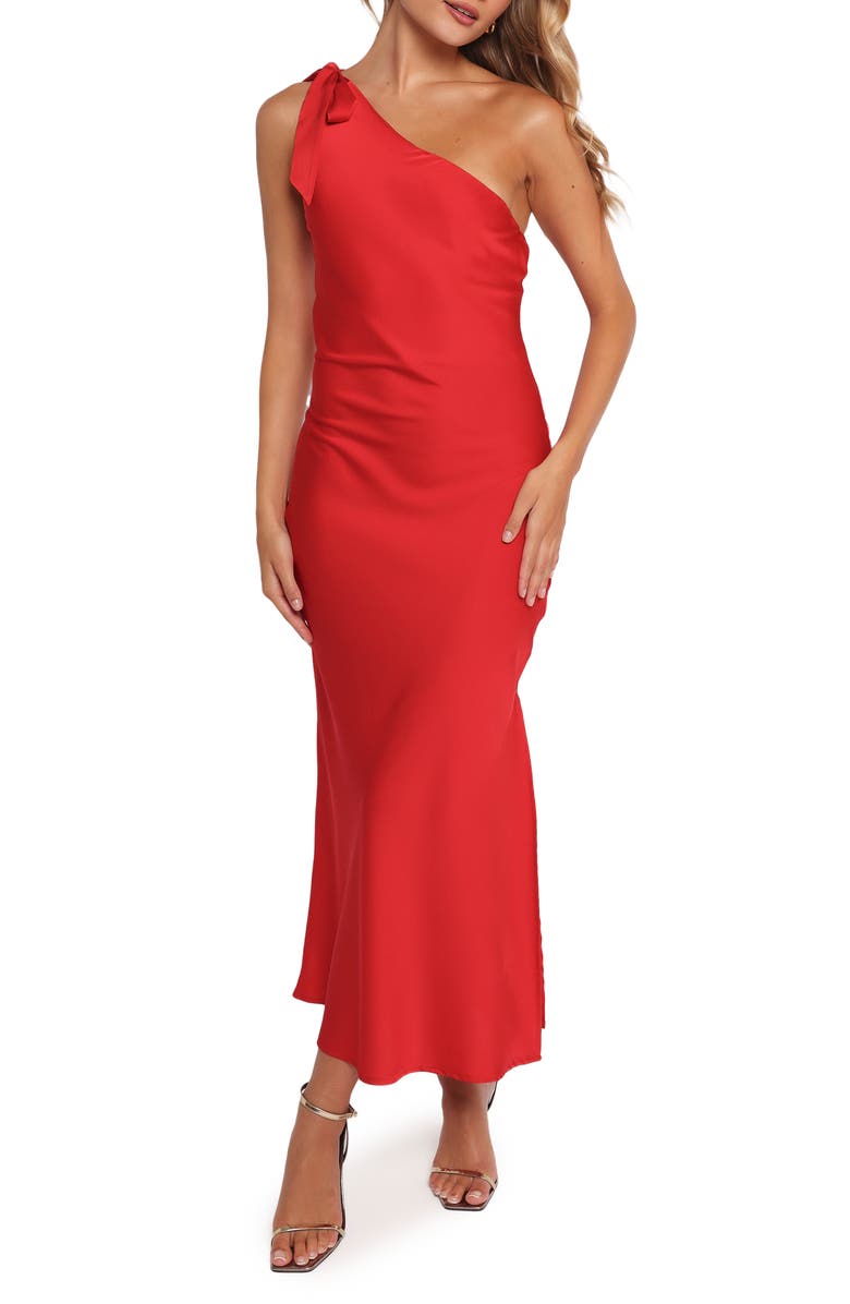 Petal & Pup Tatiana One-Shoulder Satin Gown, Main, color,