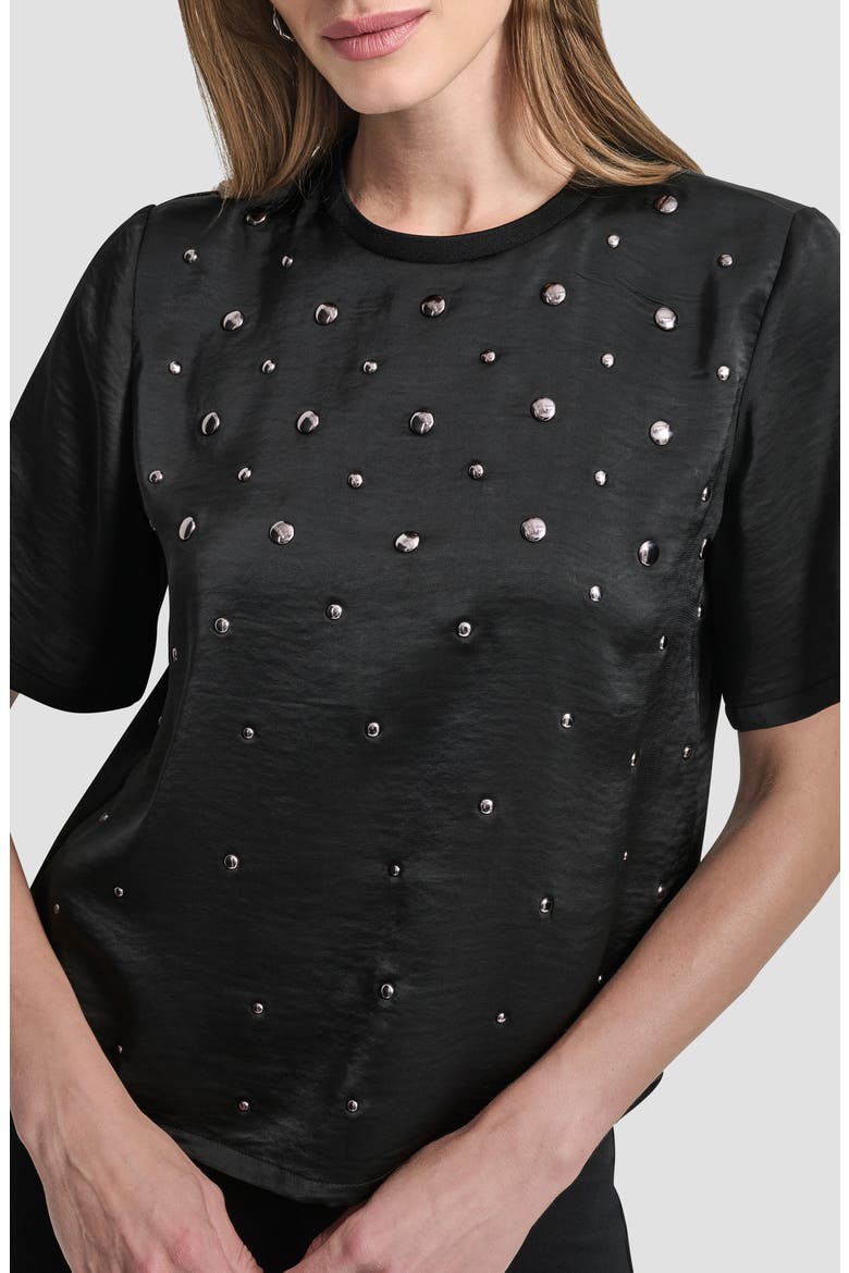 Studded Boxy Top, Alternate, color, BLACK