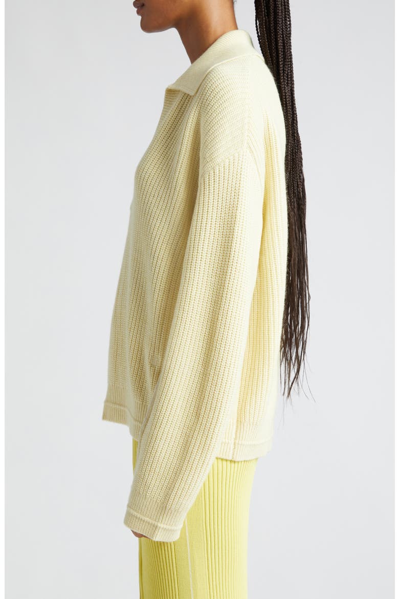 Split Sleeve Johnny Collar Recycled Cashmere & Organic Cotton Sweater, Alternate, color, LEMONADE