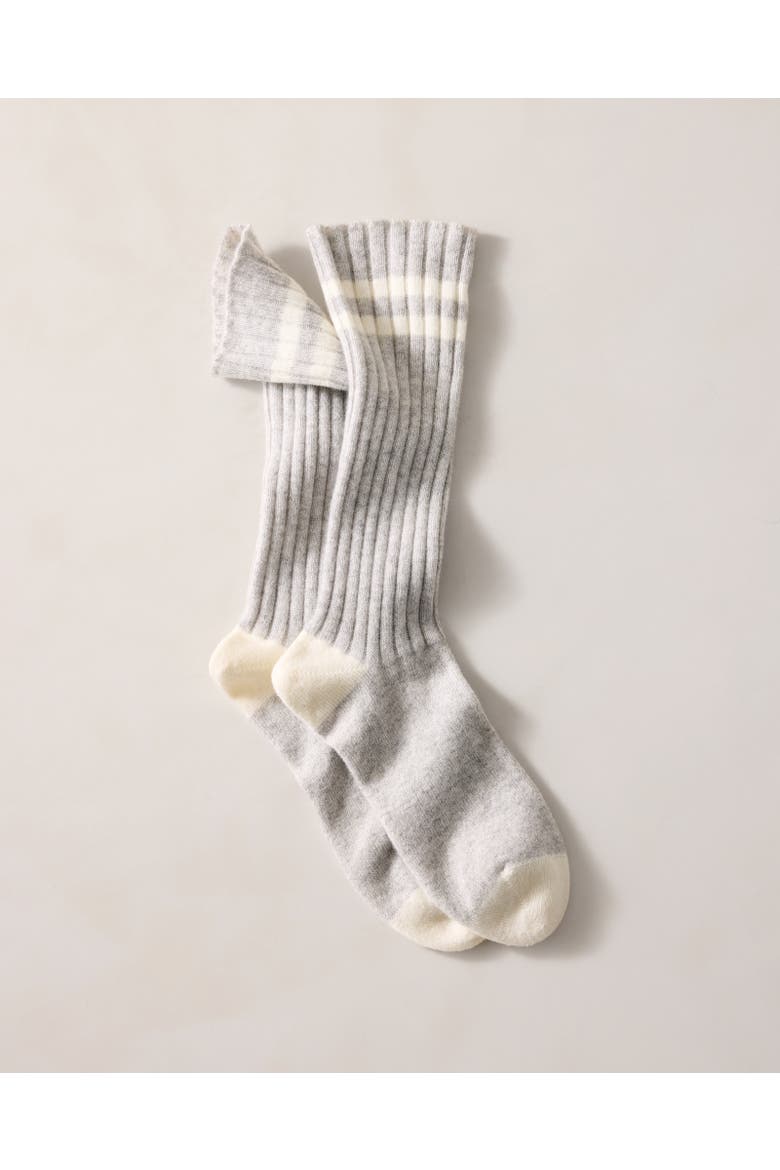 Cashmere Collegiate Stripe Socks, Main, color, Fog Heather/Ivory