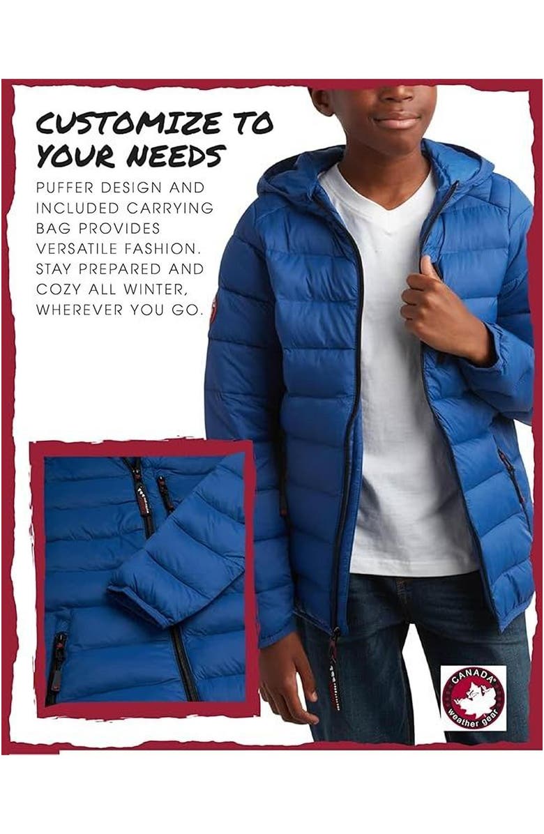 CANADA WEATHER GEAR Boys' Lightweight Packable Puffer Jacket, Alternate, color, Blue