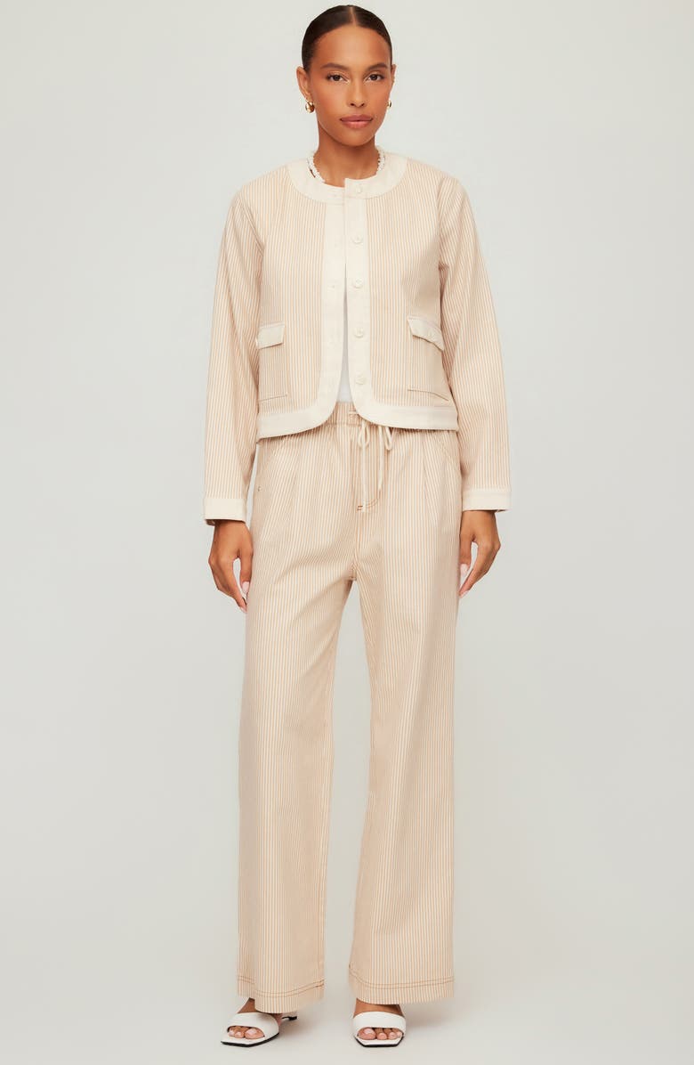 FIFTEEN TWENTY Myra Stripe Contrast Trim Crop Jacket, Alternate, color, Khaki/ Cream