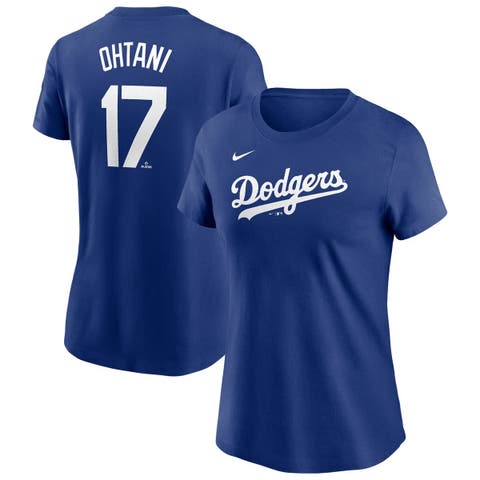 Women's Nike Shohei Ohtani Royal Los Angeles Dodgers 2024 Fuse Name & Number T-Shirt