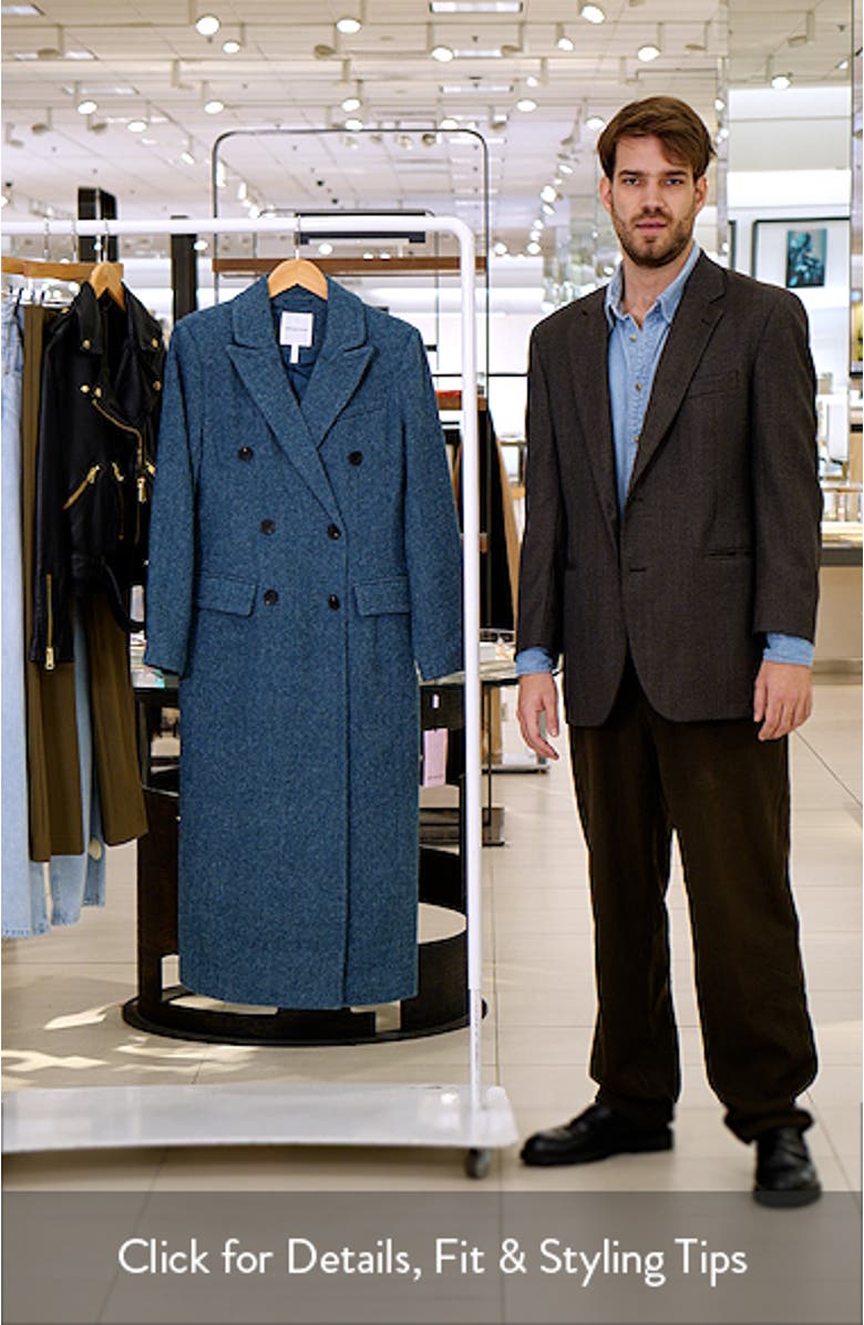 Strong Shoulder Double Breasted Herringbone Coat, sales video thumbnail