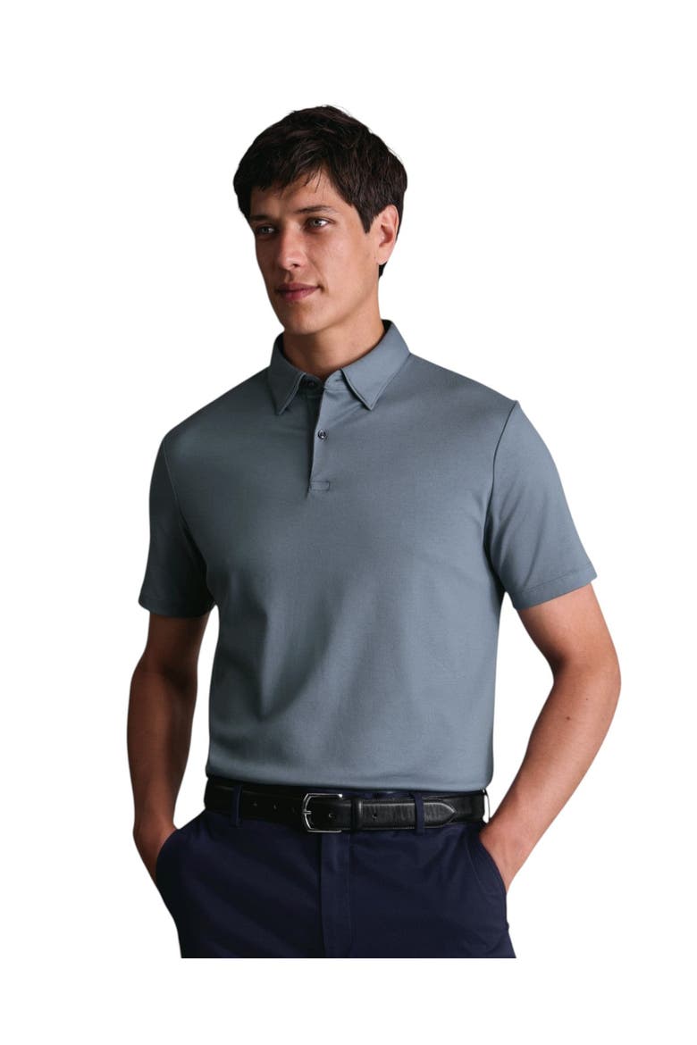 Short Sleeve Jersey Polo, Main, color, Denim Blue