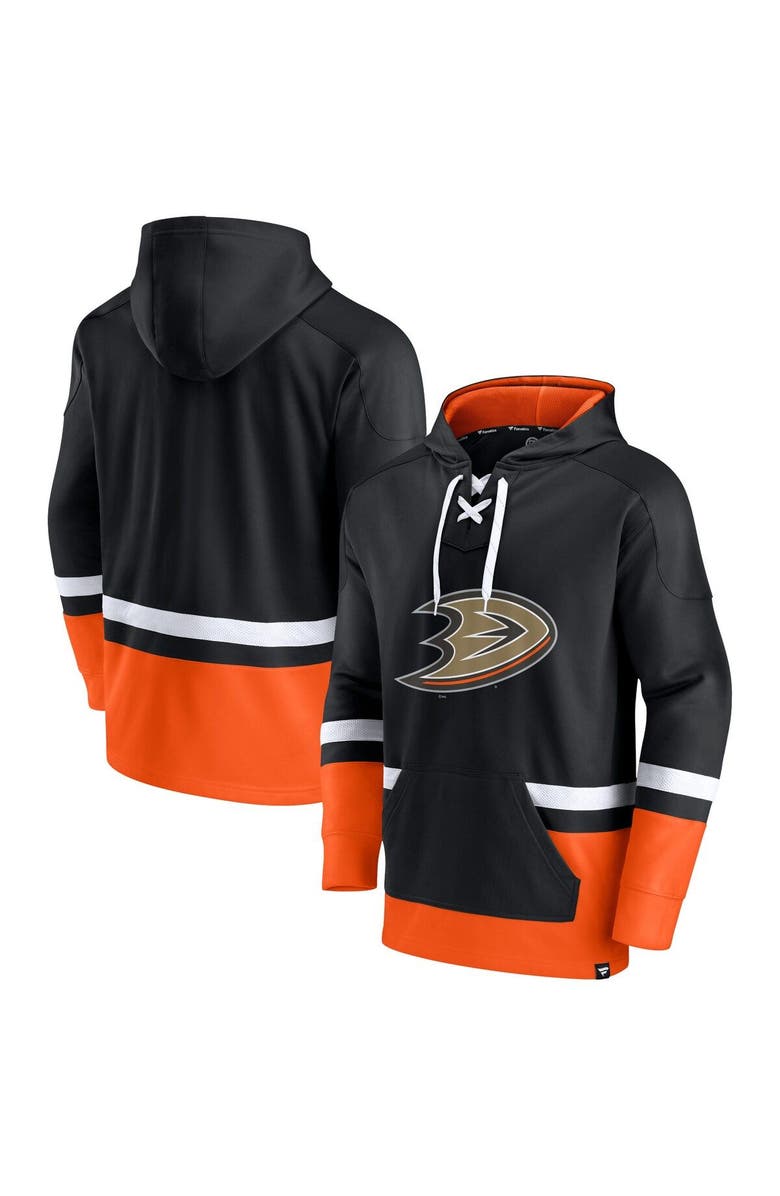 FANATICS Men's Fanatics Branded Black Anaheim Ducks First Battle Power Play Pullover Hoodie, Main, color,