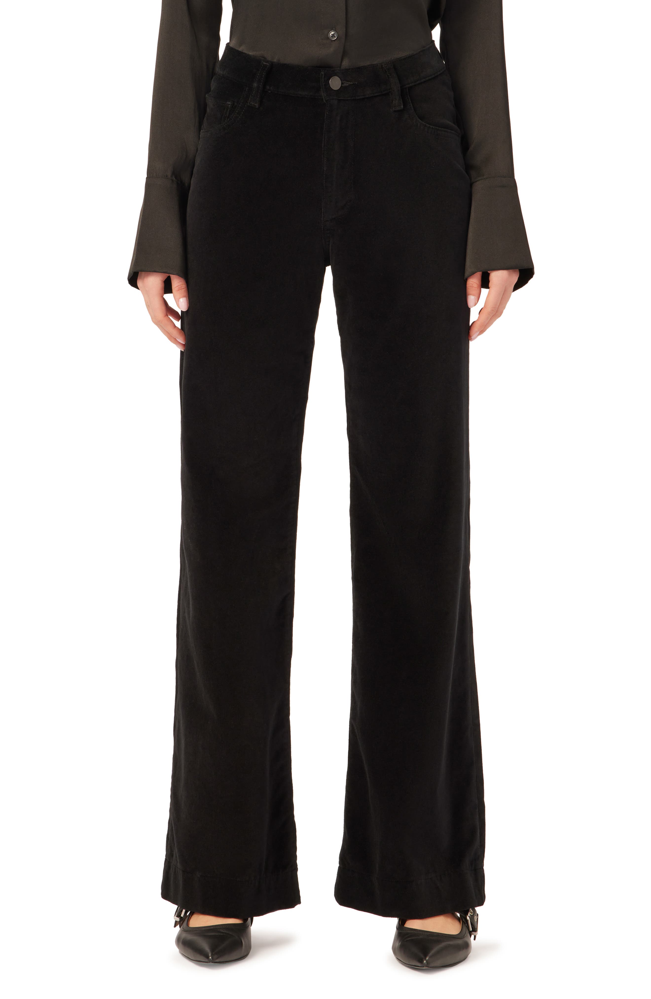 Hepburn High Waist Wide Leg Velvet Jeans