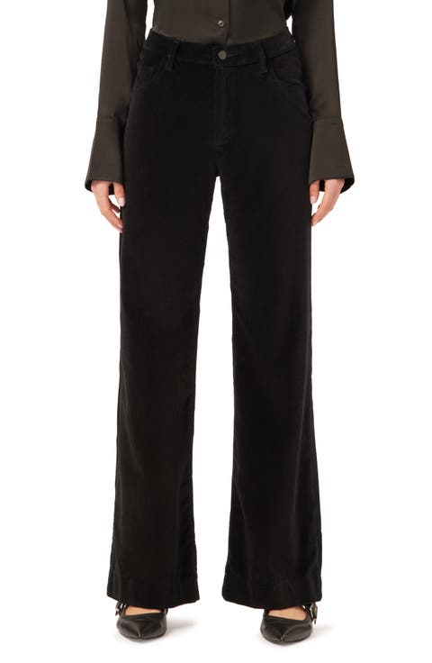 Hepburn High Waist Wide Leg Velvet Jeans