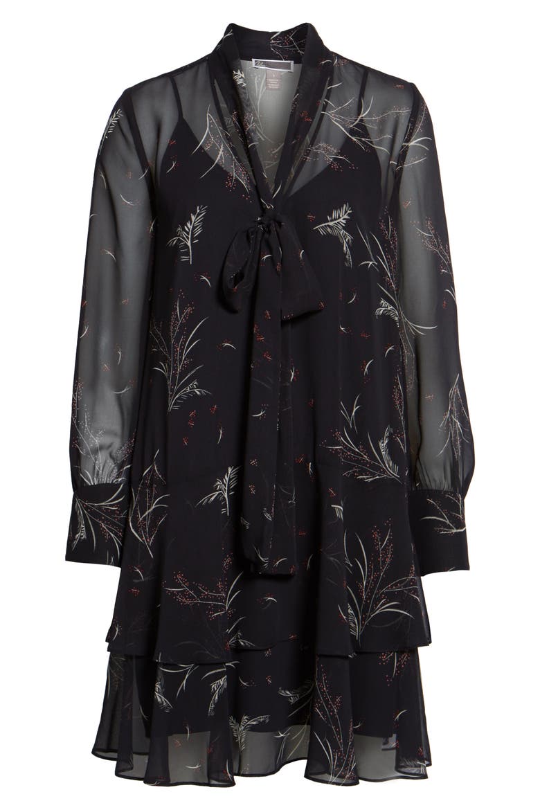 Tie Front Shirtdress, Alternate, color, NAVY WELL LEAVES AND BUDS