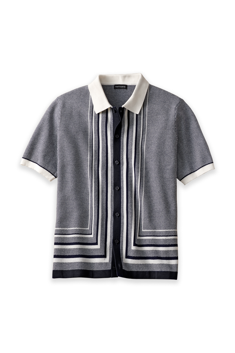Cotton Button Front Polo, Main, color, Navy
