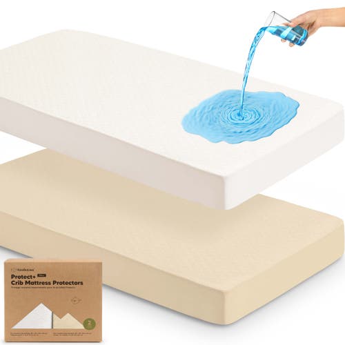Keababies 2-pack Mavy Protect+ Waterproof Crib Mattress Protector In Khaki