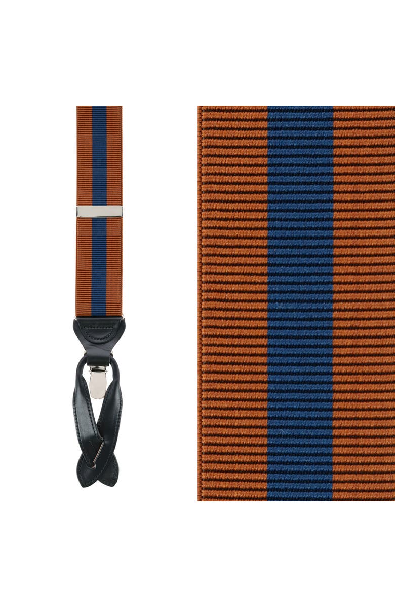 Trafalgar Big & Tall Oliver Stripe Convertible Suspenders, Main, color, Rust
