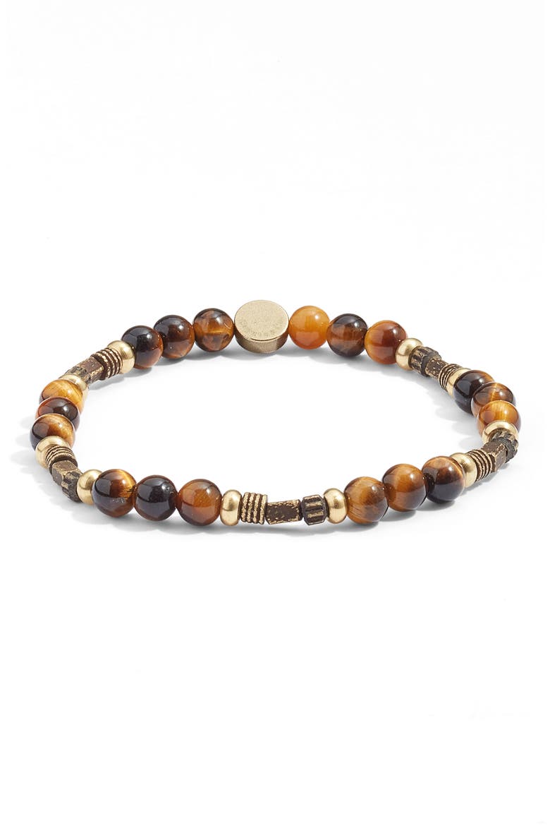 Men's Novelty Bead Bracelet, Main, color, YELLOW TIGER EYE