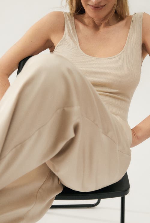 Silk Laundry Ribbed Tank Hazelnut In Hazelnut