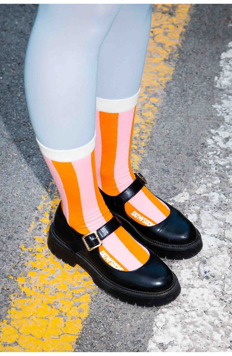 doiy Strawberry Soda 3D Crew Socks, Alternate, color, Orange/ Pink