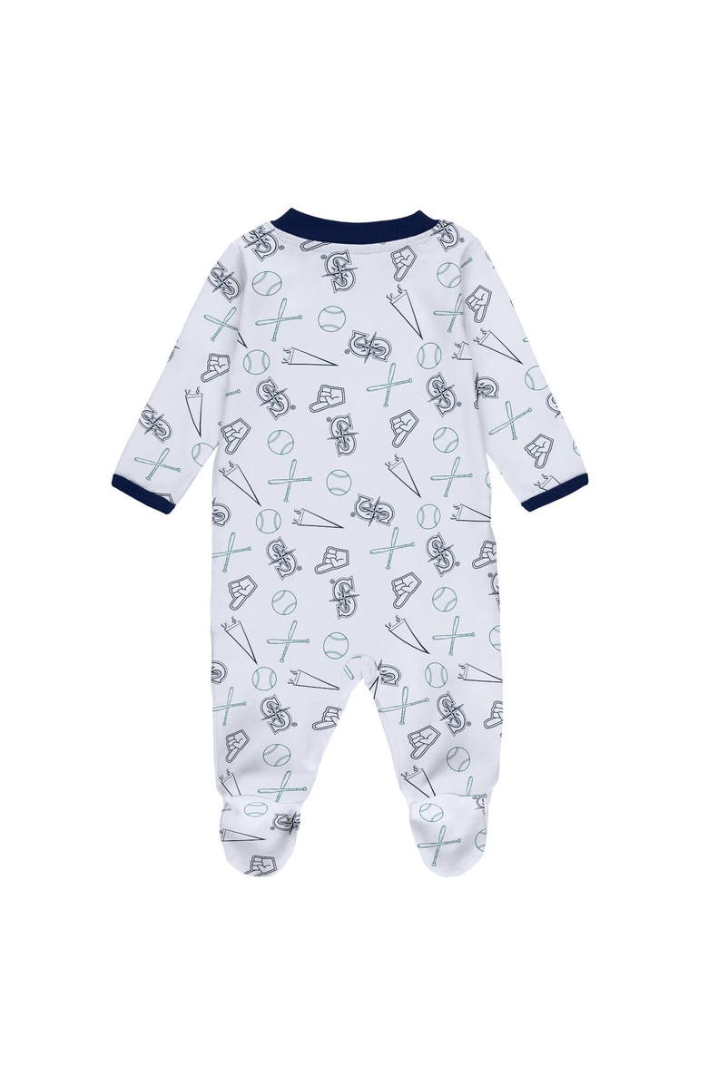 WEAR by Erin Andrews Newborn & Infant WEAR by Erin Andrews White Seattle Mariners Sleep & Play Full-Zip Footed Jumper with Bib, Alternate, color, 