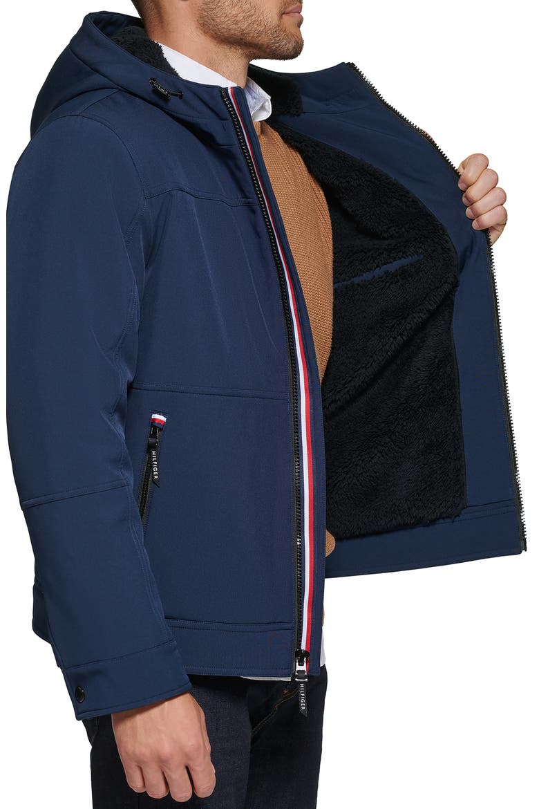 Soft Shell Hooded Jacket with Faux Shearling Lining, Alternate, color, MIDNIGHT