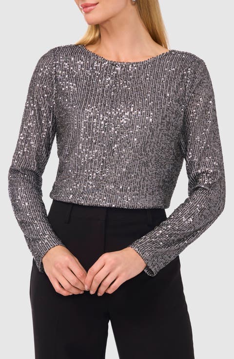 Sequin Scoop Back Top