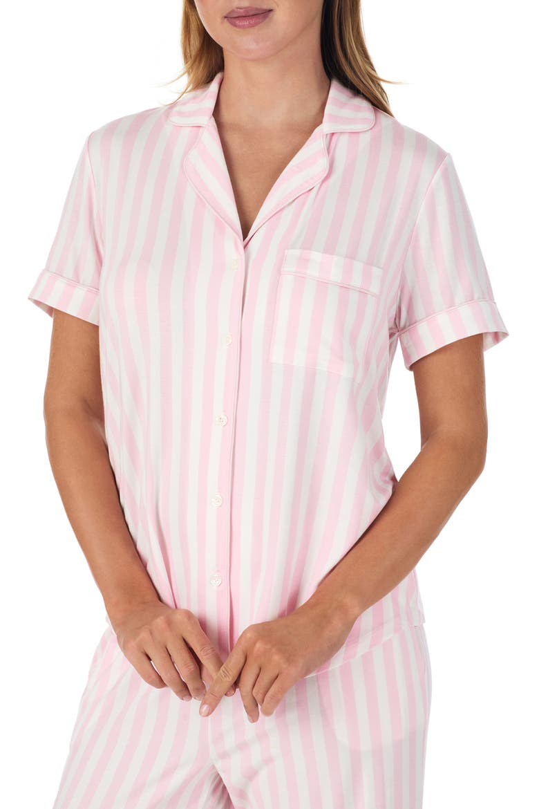 print crop pajamas, Alternate, color, PINK/ WHITE