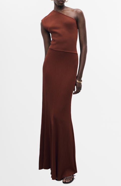 One-Shoulder Rib Maxi Dress
