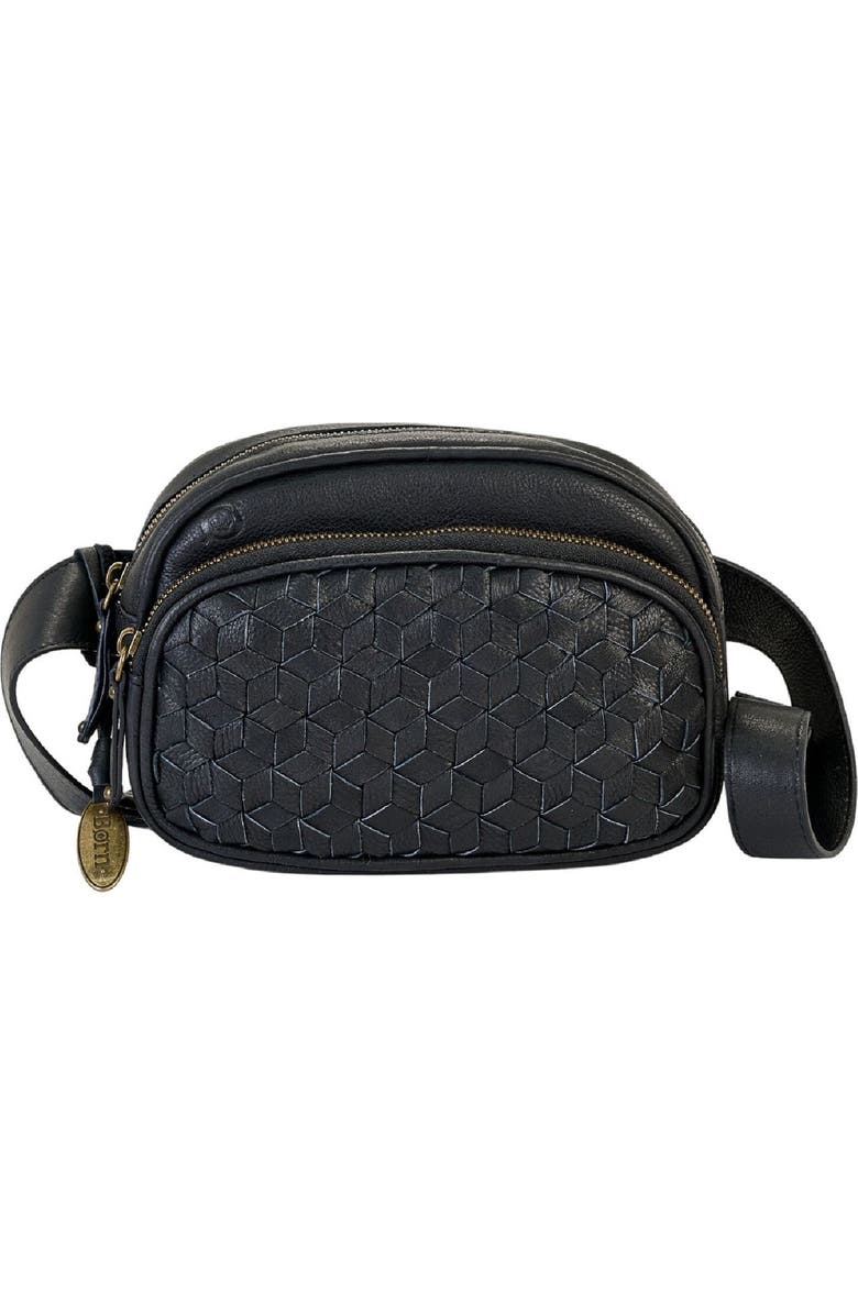 Børn Millport Woven Leather Belt Bag, Main, color, Black