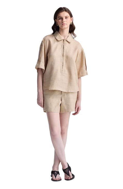 Drawstring Shorts in Neutral Beige
