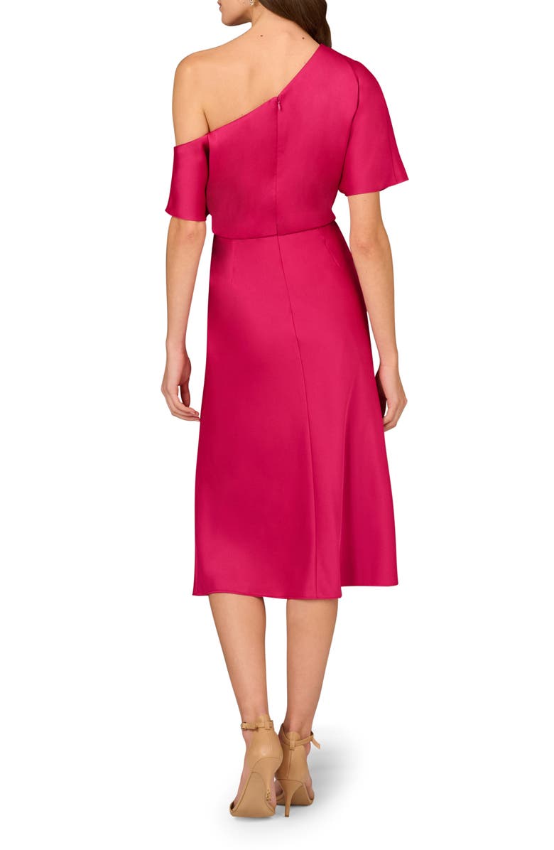 Aidan Mattox by Adrianna Papell One-Shoulder Satin Crepe Midi Dress, Alternate, color, 