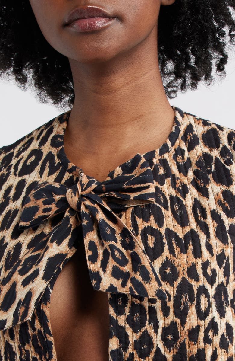 Damson Madder Tilly Leopard Print Organic Cotton Quilted Vest, Alternate, color, 