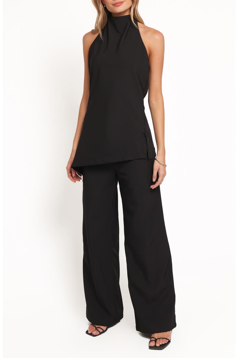 Jane Halter Top & Wide Leg Drawstring Pants Set, Main, color, BLACK