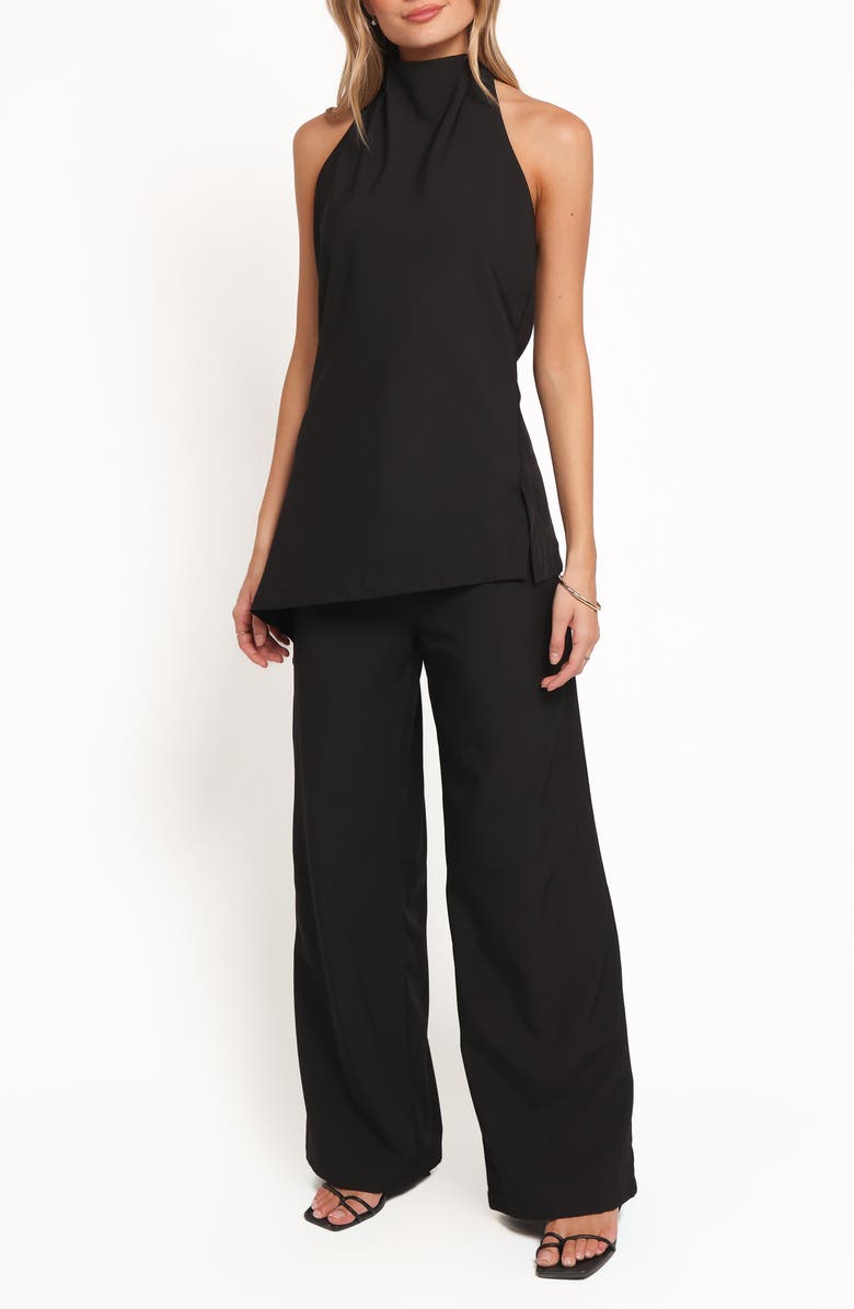 Petal & Pup Jane Halter Top & Wide Leg Drawstring Pants Set, Main, color, Black