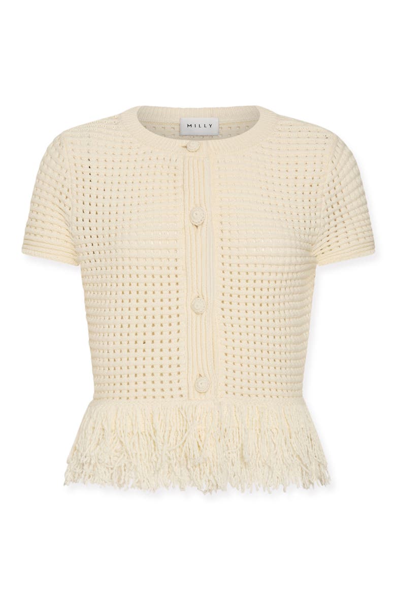Open Stitch Fringe Cardigan, Alternate, color, OFF WHITE