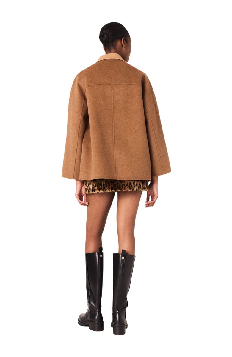 maje Double-faced mid-length coat, Alternate, color, Camel