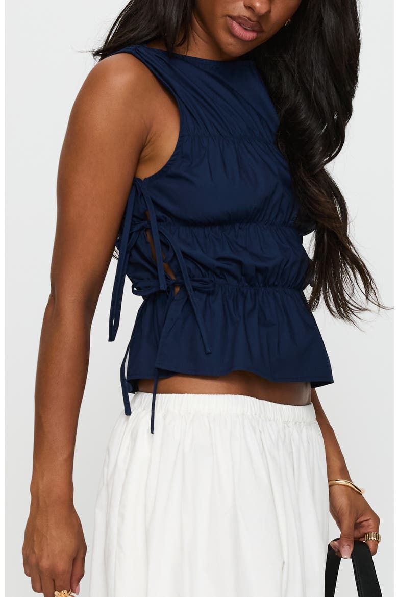 Endless Side Tie Cotton Tank, Alternate, color, NAVY