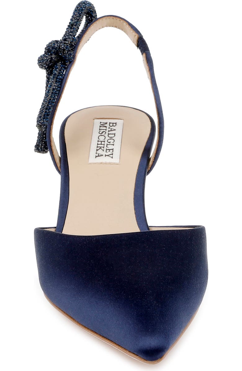 Badgley Mischka Bridal Gentry Slingback Pointed Toe Kitten Heel Pump, Alternate, color, Midnight Satin