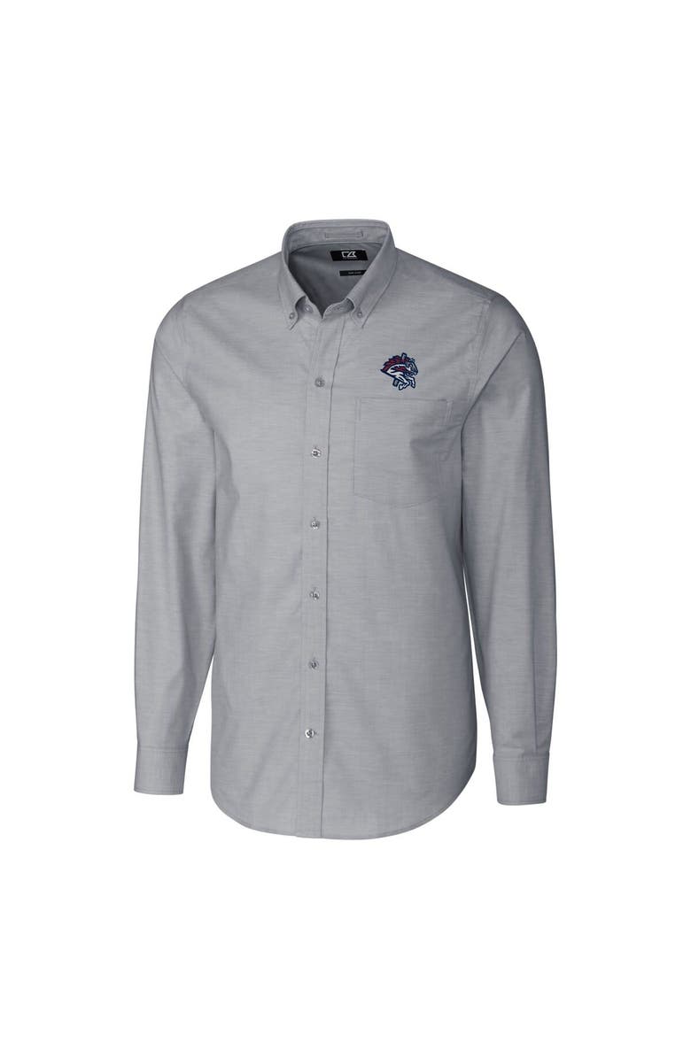 Cutter & Buck Men's Cutter & Buck Charcoal Binghamton Rumble Ponies Oxford Stretch Long Sleeve Button-Down Dress Shirt, Alternate, color, 