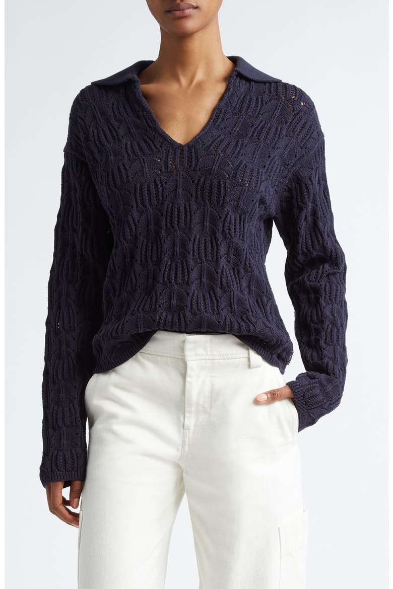 Baja Pointelle Sweater, Main, color, COASTAL BLUE