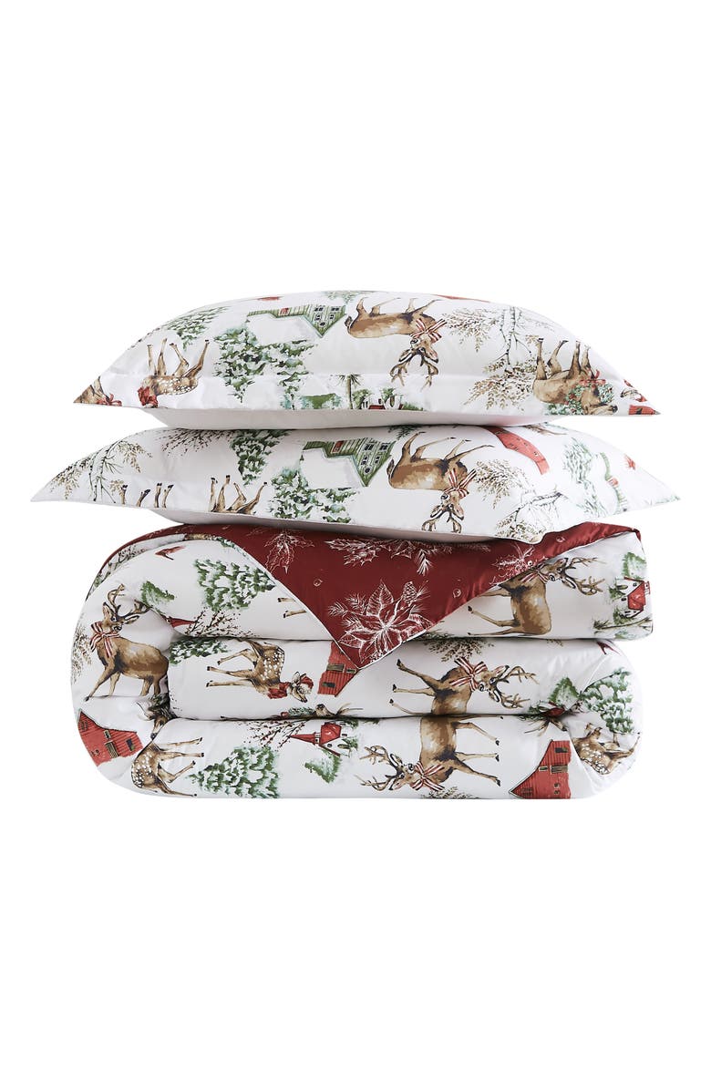 SOUTHSHORE FINE LINENS White Christmas Oversize Holiday Comforter Set, Main, color, White Christmas